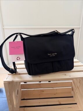 kate spade The Little Better Sam Nylon Medium Messenger Bag with Gold Logo